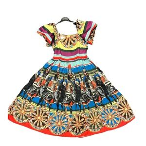 Dolce & Gabbana Retro Carretto Sicilano Soldier Motif Dress Full Pleated Skirt L